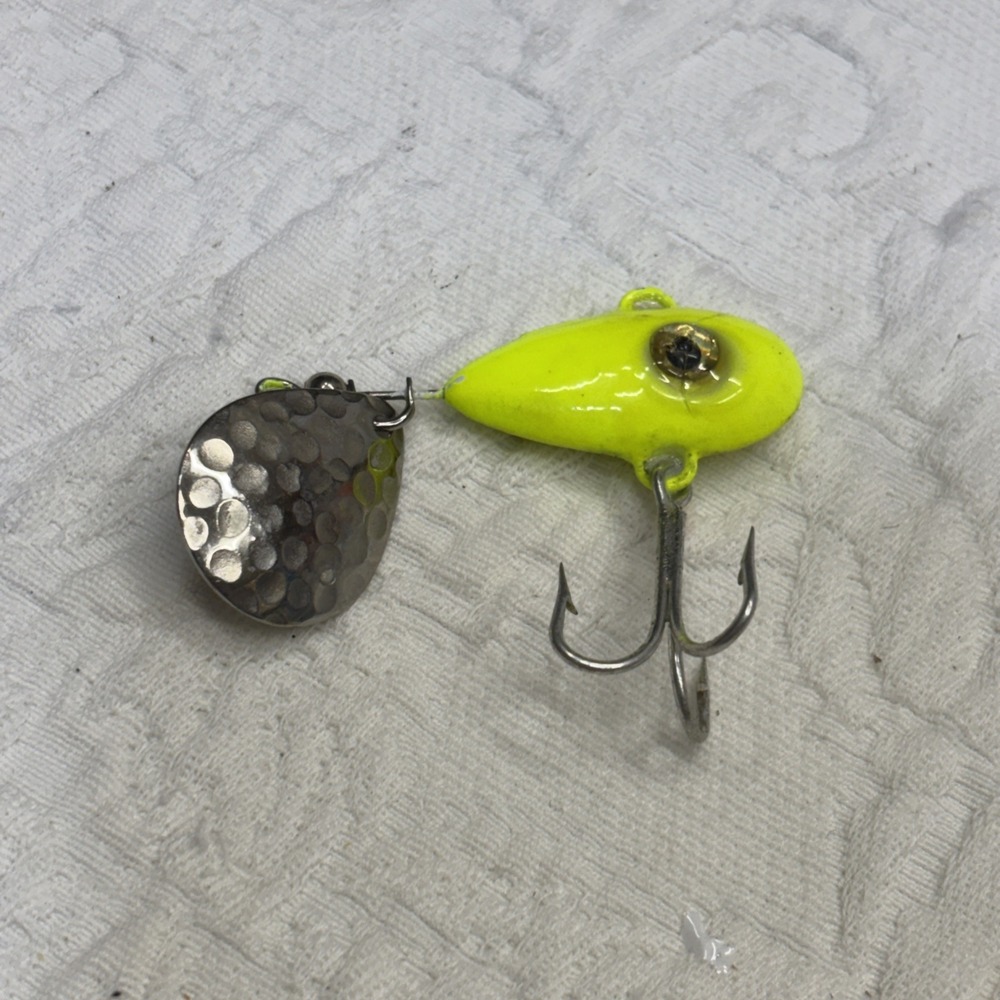 3 Vintage Mann's Little George Tail Spinner Fishing Lures. Tough Colors